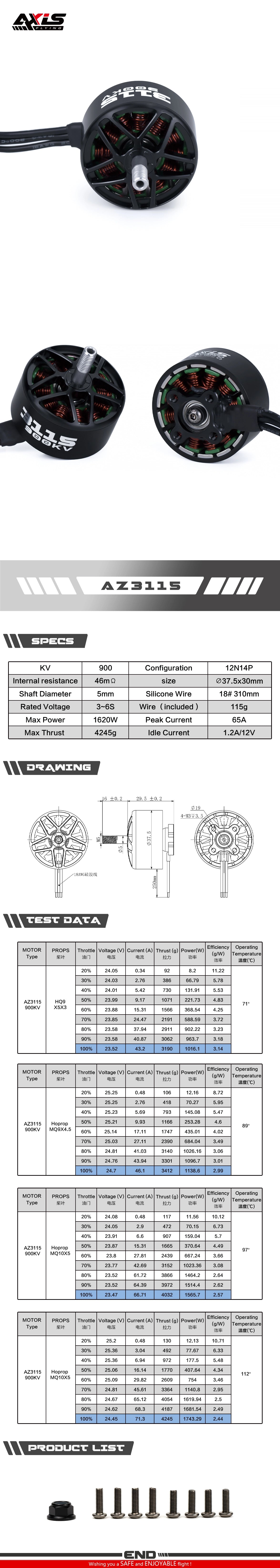 Набір моторів AxisFlying AZ3115 900kv