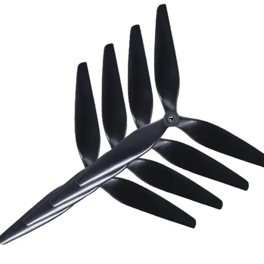 Black propeller blades on a white background
