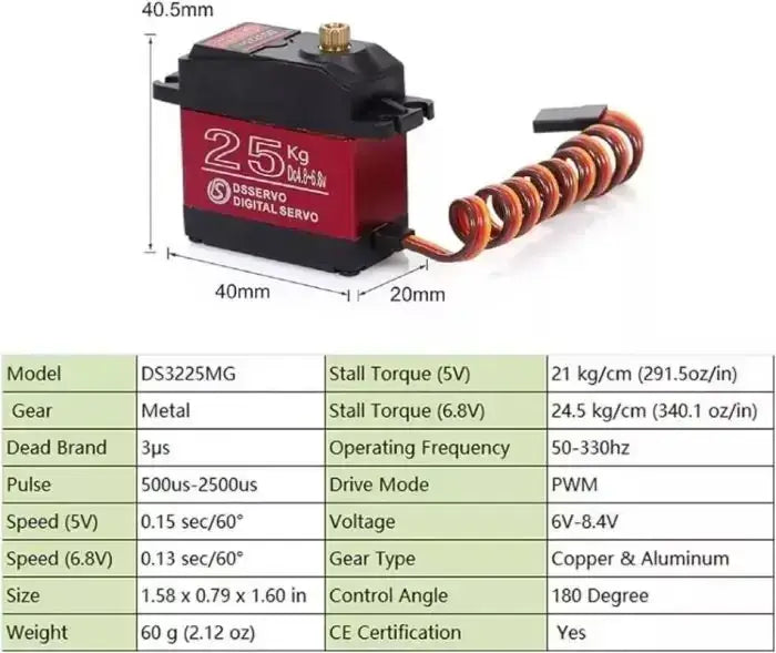Сервопривід Dsservo DS3225MG 180°