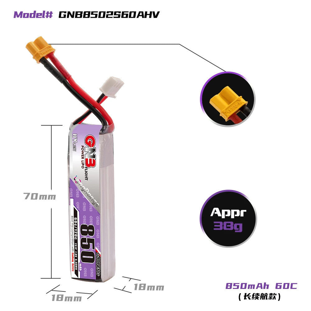 Battery GNB 2S 850mAh 60C HV XT30