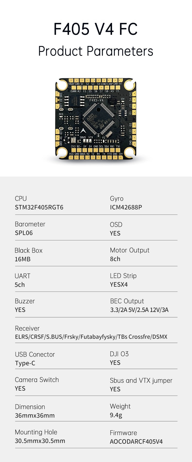 Стек Aocoda-RC F460S F405 V4 60A FC&ESC