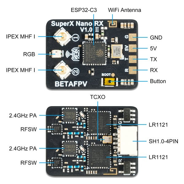 Приймач BetaFPV SuperX ELRS Nano 915M/2.4GHz Gemini Xrossband