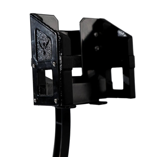Black metal bracket on a white background