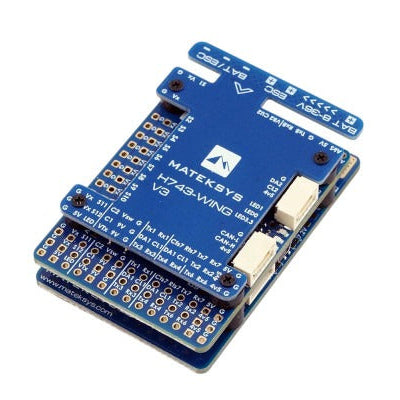Blue electronic module with MATEK SYSTEMS branding on a white background