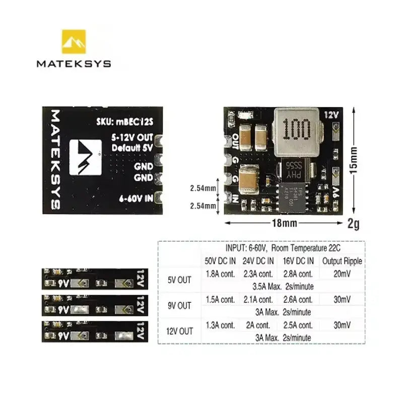 Регулятор живлення Matek Micro BEC 12S 6-60V 5V/9V/12V