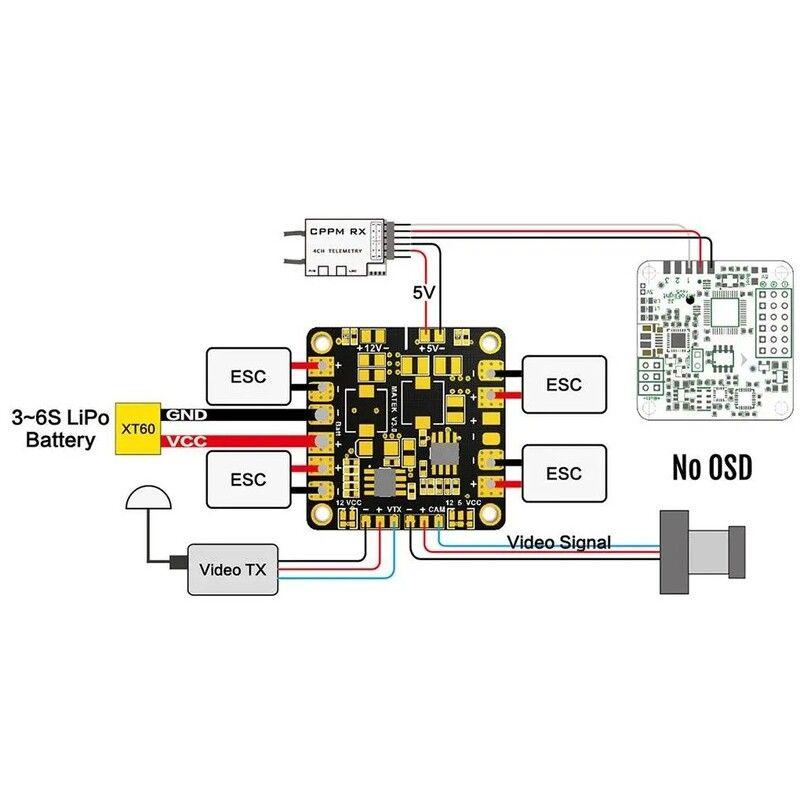Matek Mini Power Hub V3.1 — wiring diagram without OSD