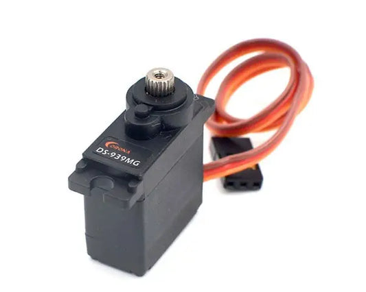 Servo motor with wiring on a white background