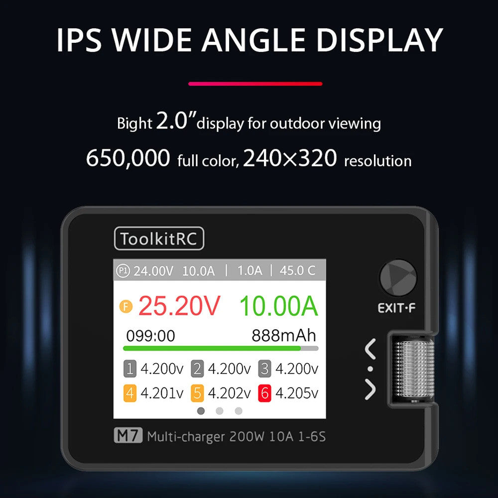 Зарядний пристрій ToolkitRC M7 200W 10A 1-6S (Багатофункціональний)