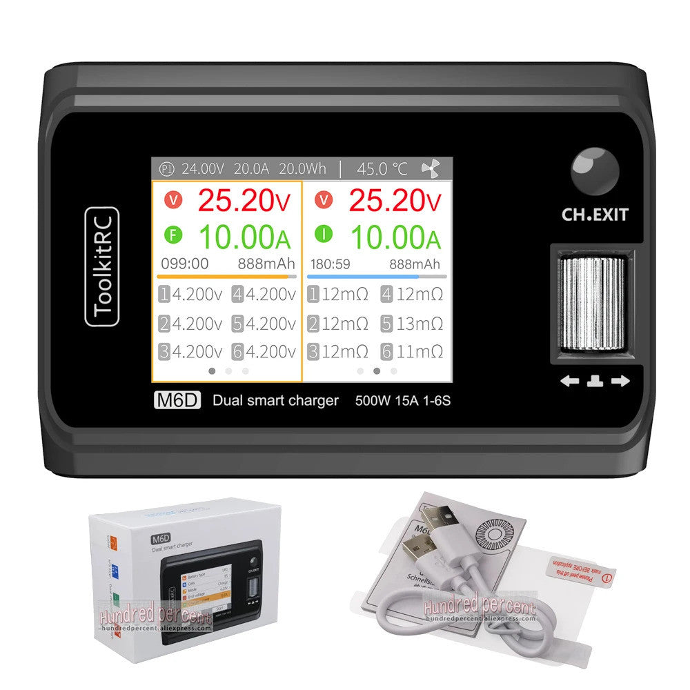 ToolkitRC M6D v3 500W 15A Двоканальний зарядний пристрій