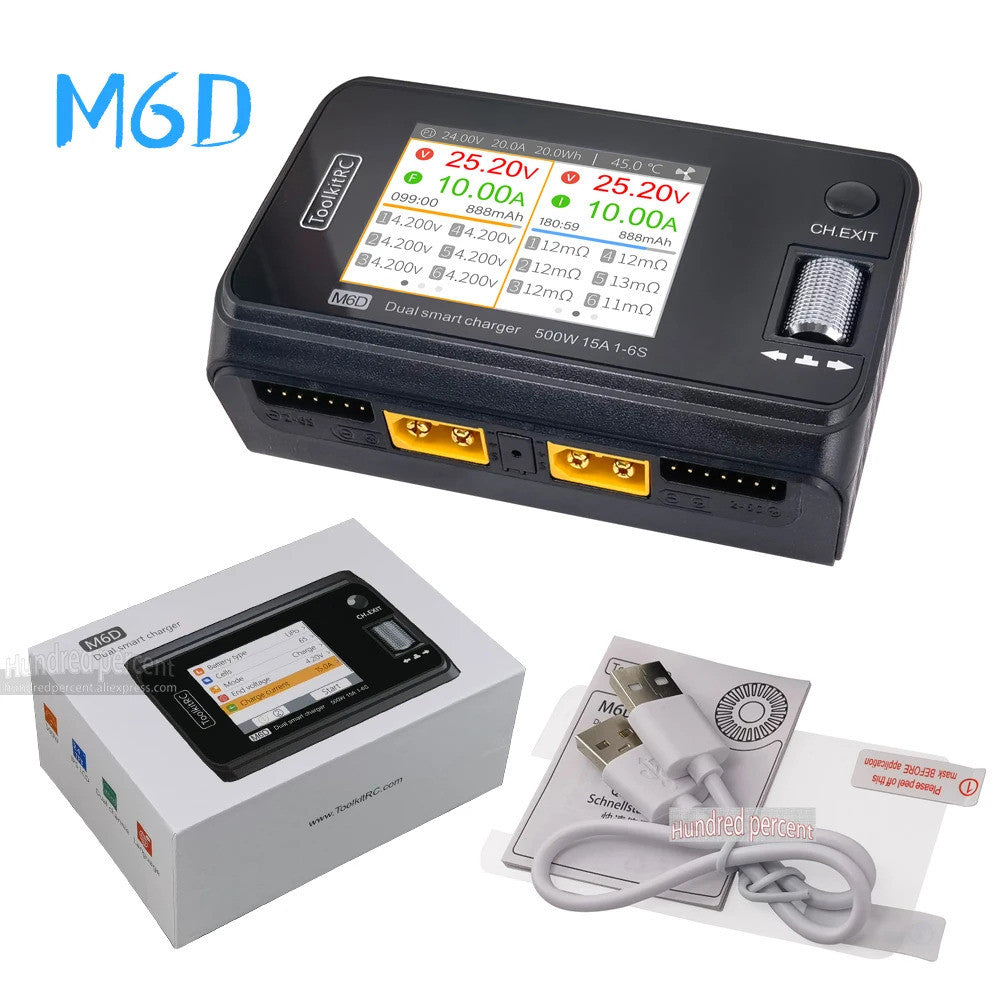 ToolkitRC M6D v3 500W 15A Двоканальний зарядний пристрій