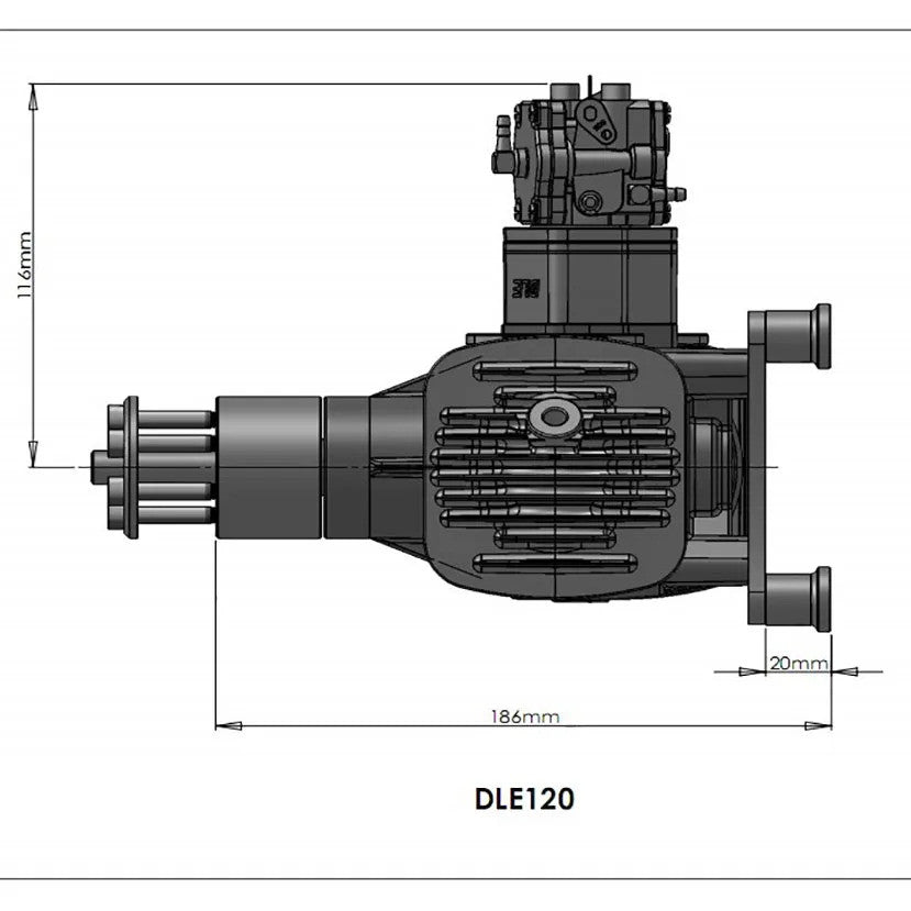Бензиновий двигун DLE120 (120cc) для безпілотних літальних апаратів (БПЛА)