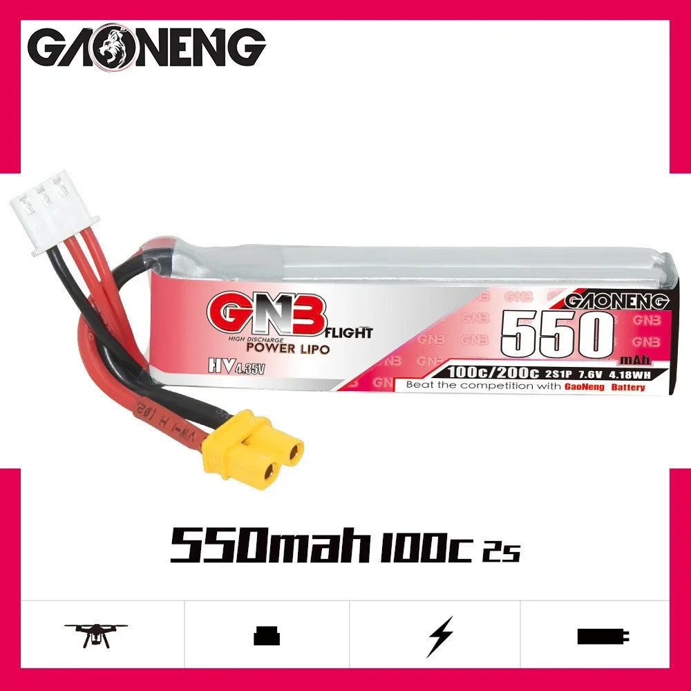Gaoneng GNB 2S 550mAh 100C/200C HV XT30 Високовольтний LiPo акумулятор
