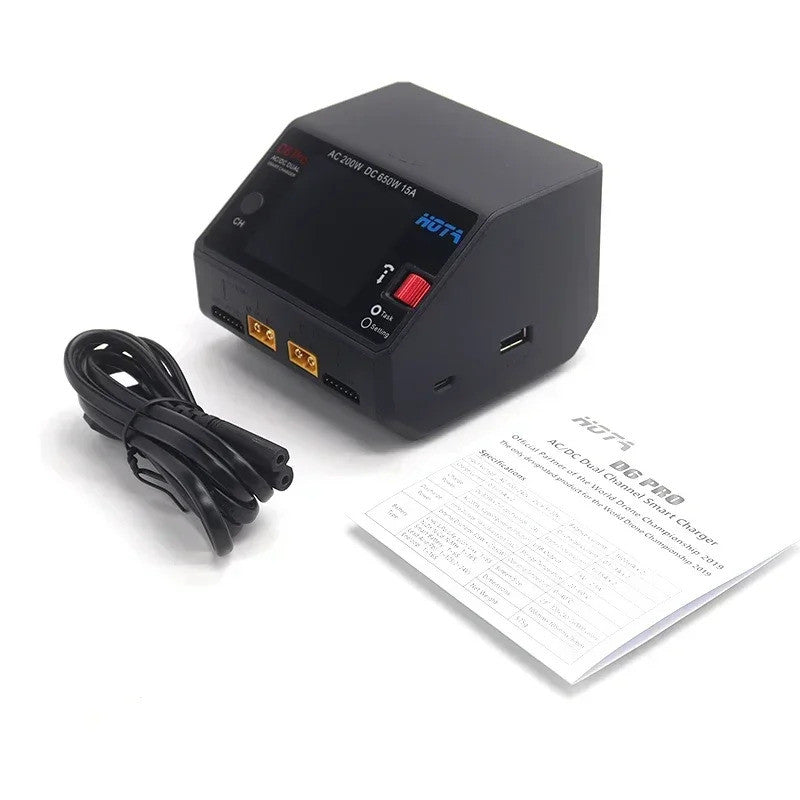Двоканальний розумний зарядний пристрій HOTA D6 Pro Smart Charger AC/DC 2x325W