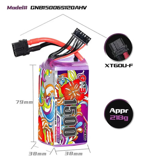 Преміальний LiPo акумулятор Gaoneng GNB 6S 1500mAh 120C/240C з роз'ємом XT60