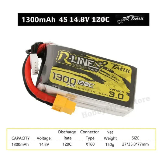 Преміальний LiPo акумулятор Tattu R-Line Version 3.0/5.0 6S 1550mAh FPV (Original)
