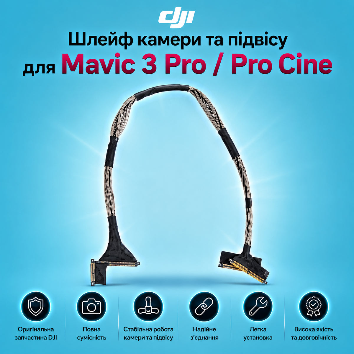 DJI Mavic 3 Pro/Cine camera and gimbal cable — banner with key features