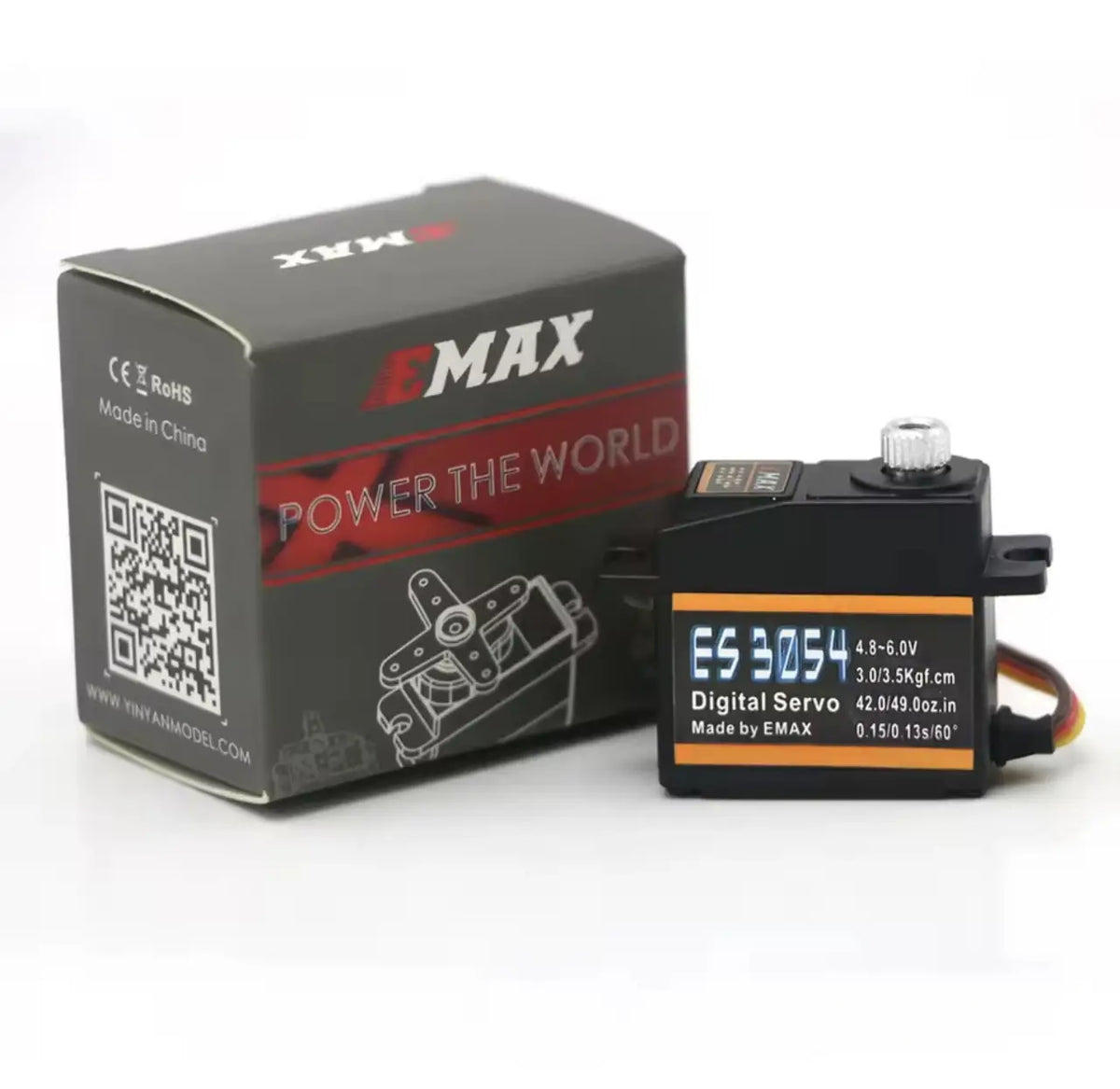 EMAX ES3054 servo — next to retail box