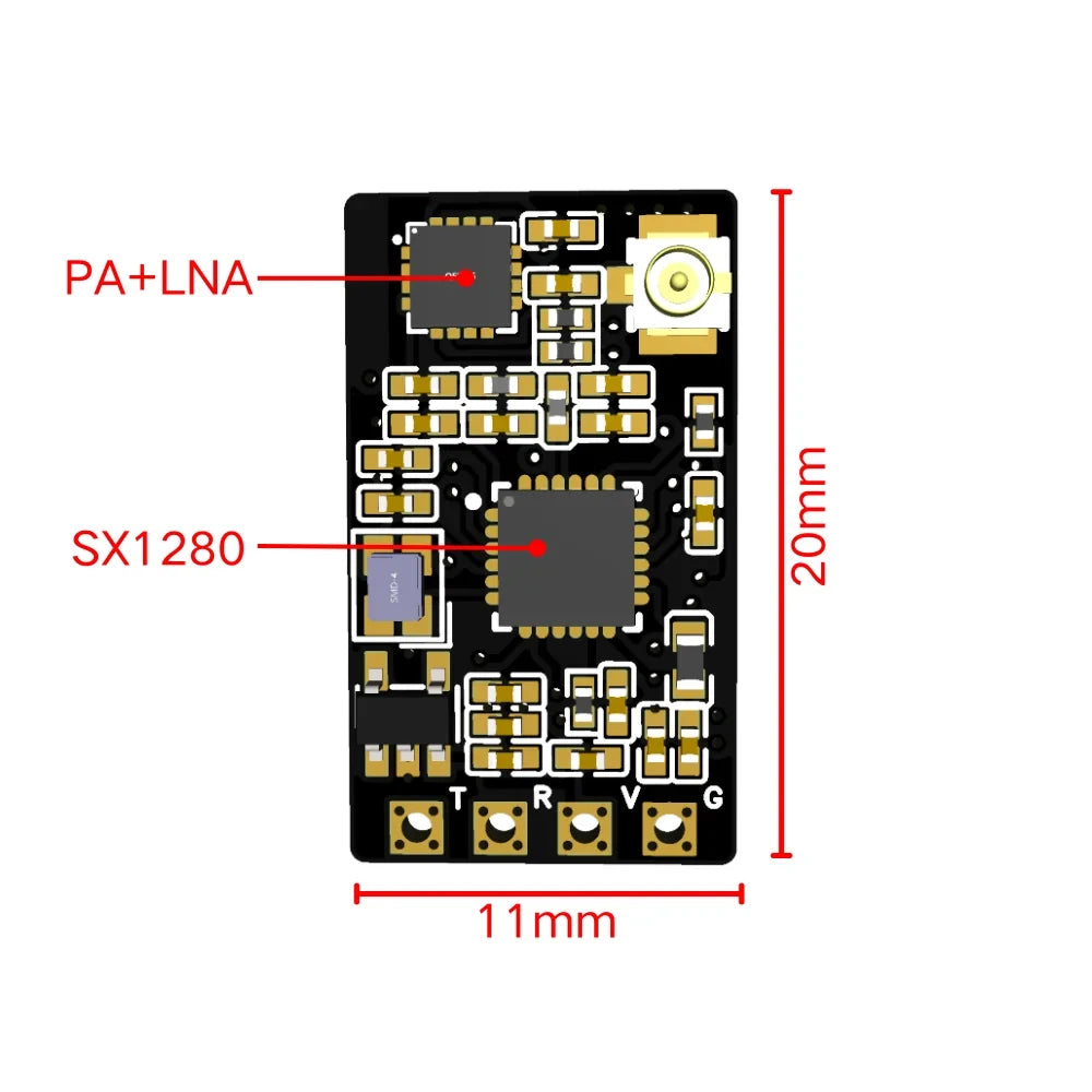 Приймач HPXGRC ELRS Nano 2.4G — SX1280, PA+LNA, розмір 20 × 11 мм