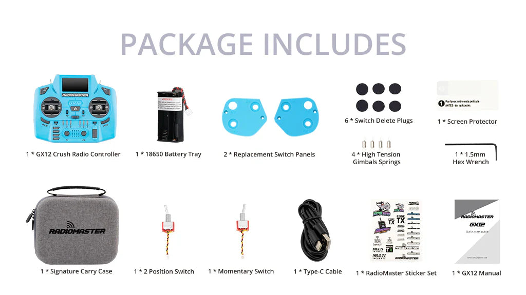 Пульт керування RadioMaster GX12 Crush ELRS M2