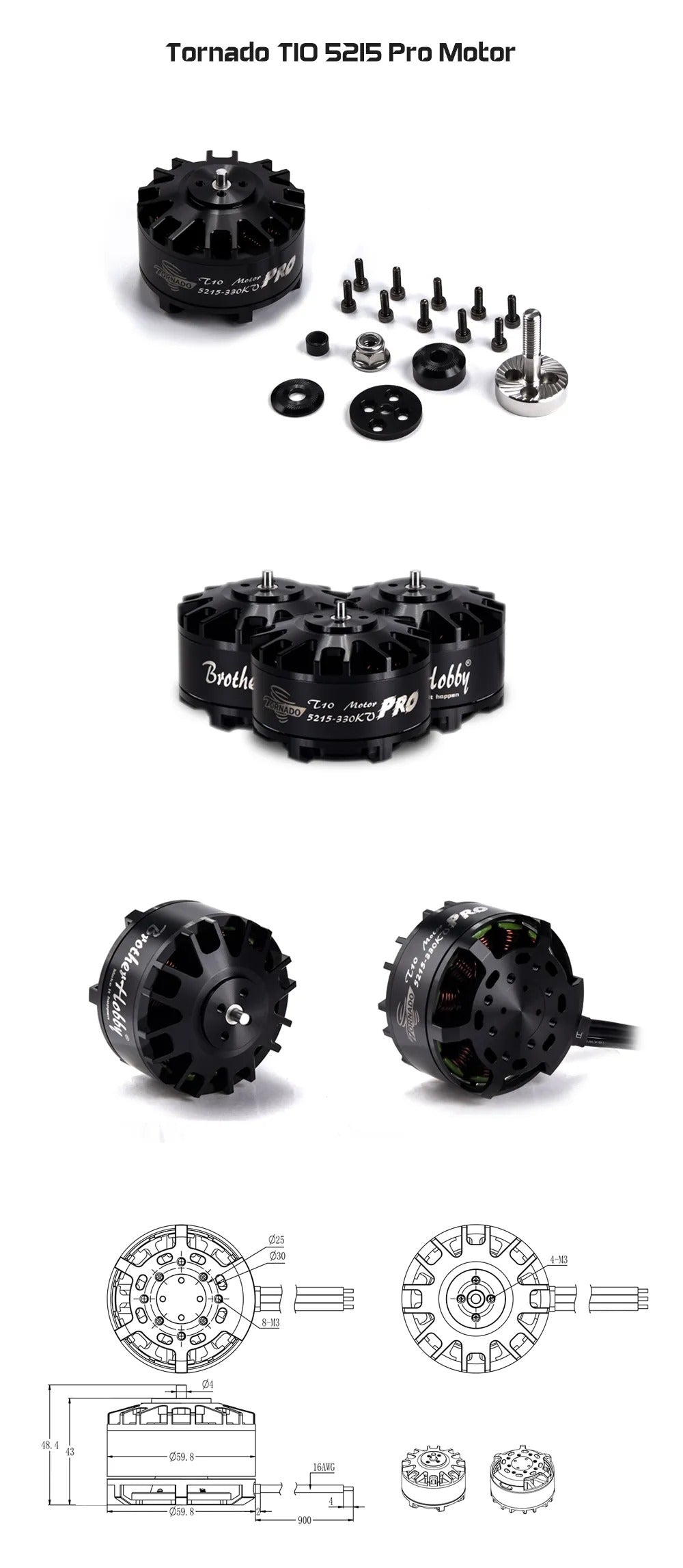 Набір моторів Brotherhobby T10 5215 PRO 330kv