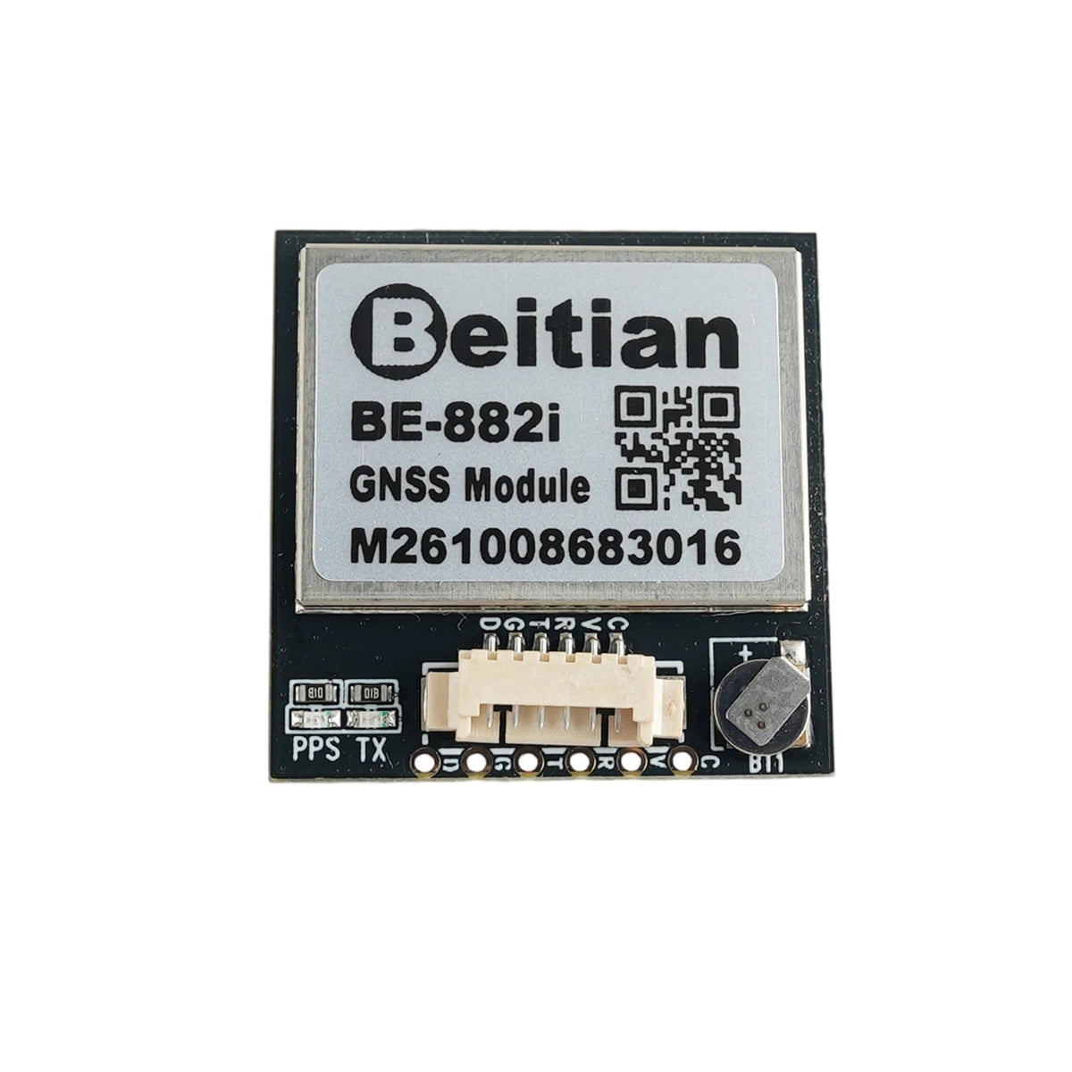GPS модуль Beitian BE-882i M10 — вигляд зверху з роз'ємом