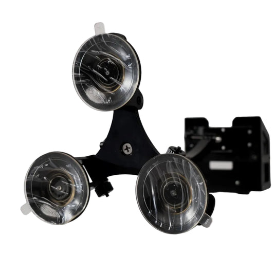 Black and clear suction cup mount on a white background