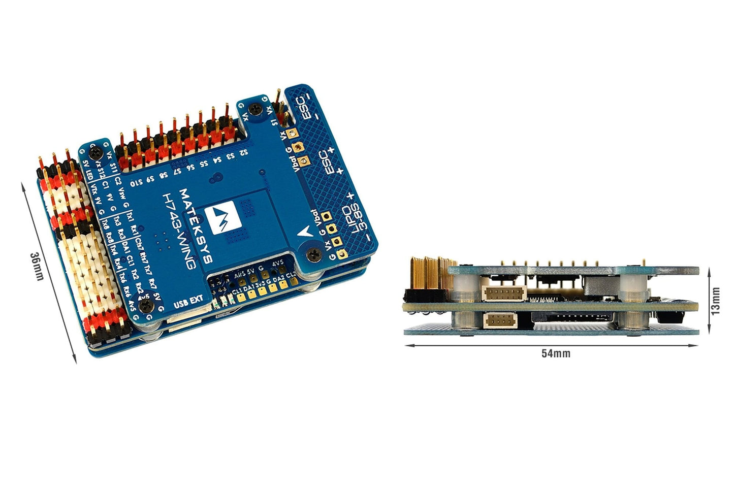 Electronic component with dimensions displayed on a white background